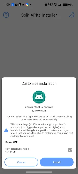 Insta Plus app interface preview