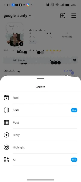 Instagram Plus style app screen